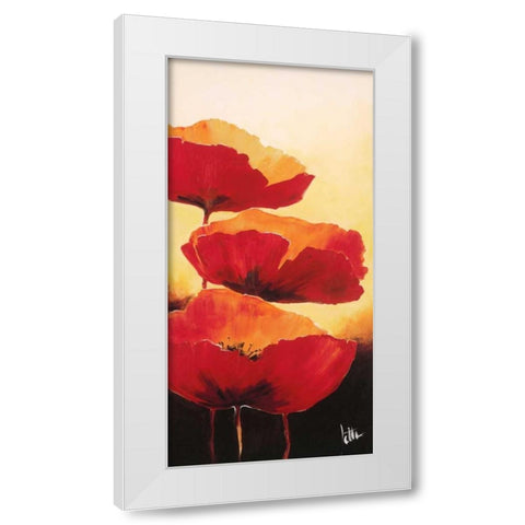 Three red popppies I White Modern Wood Framed Art Print by Roseboom, Jettie
