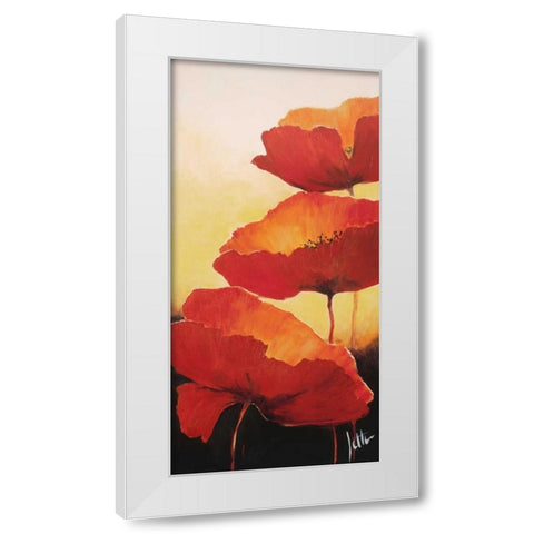 Three red popppies II White Modern Wood Framed Art Print by Roseboom, Jettie