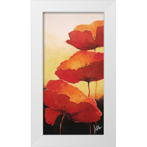 Three red popppies II White Modern Wood Framed Art Print by Roseboom, Jettie