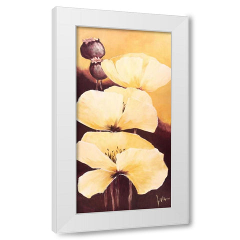 Yellow Poppies III White Modern Wood Framed Art Print by Roseboom, Jettie