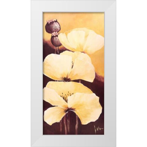 Yellow Poppies III White Modern Wood Framed Art Print by Roseboom, Jettie