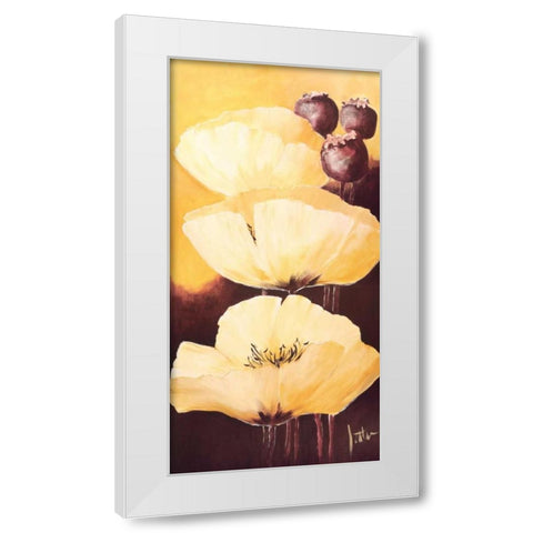 Yellow Poppies IV White Modern Wood Framed Art Print by Roseboom, Jettie