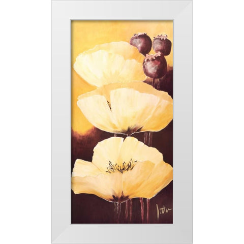 Yellow Poppies IV White Modern Wood Framed Art Print by Roseboom, Jettie
