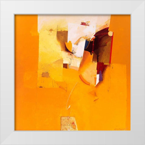 Yellow one White Modern Wood Framed Art Print by den Boon, Theo