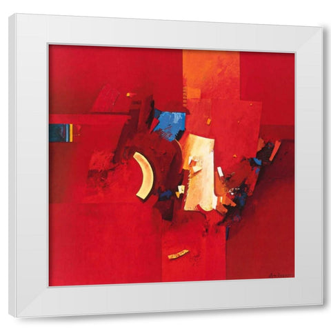 Fighting blue White Modern Wood Framed Art Print by den Boon, Theo