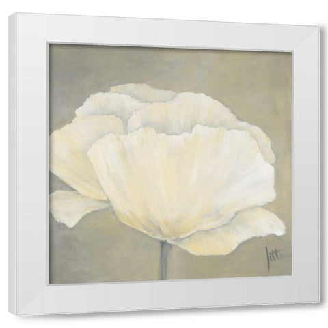 Poppy in white I White Modern Wood Framed Art Print by Roseboom, Jettie