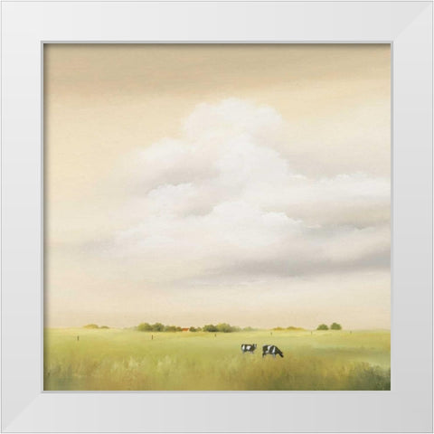 Cows I White Modern Wood Framed Art Print by Paus, Hans