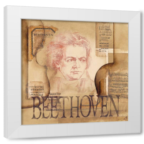 A tribute to Beethoven White Modern Wood Framed Art Print by Oudkerk, Marie-Louise