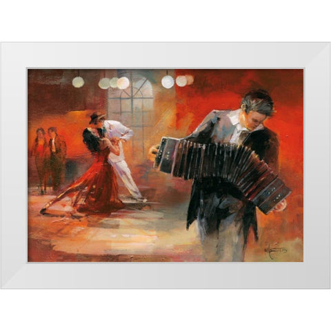 Bandoneon White Modern Wood Framed Art Print by Haenraets, Willem