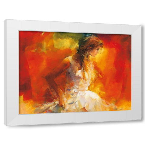Young Girl I White Modern Wood Framed Art Print by Haenraets, Willem