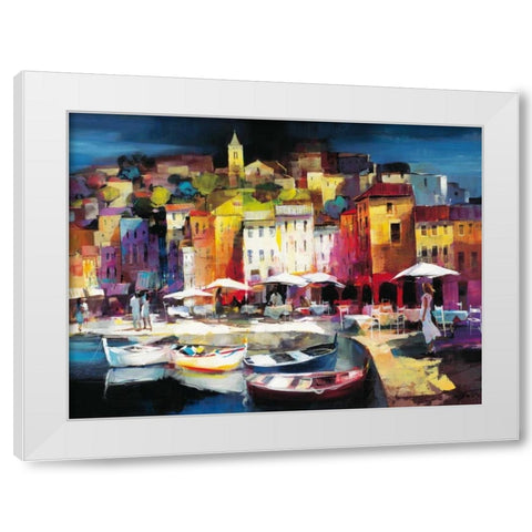 Seaport Town II White Modern Wood Framed Art Print by Haenraets, Willem