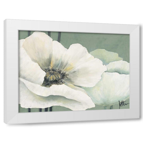 Poppy in Green I White Modern Wood Framed Art Print by Roseboom, Jettie