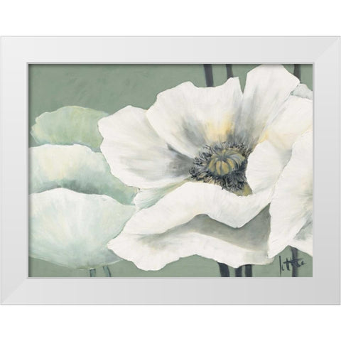 Poppy in Green II White Modern Wood Framed Art Print by Roseboom, Jettie