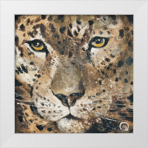 Leopard White Modern Wood Framed Art Print by Volynets, Yuliya