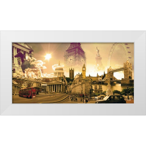 London Highlights White Modern Wood Framed Art Print by Nyss