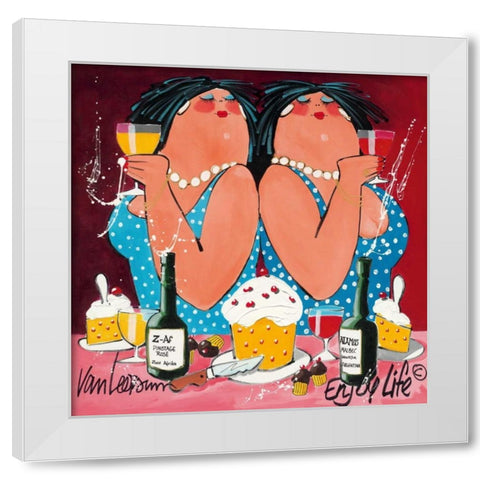 Enjoy Life White Modern Wood Framed Art Print by van Leersum, El