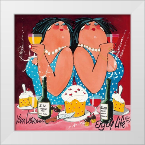 Enjoy Life White Modern Wood Framed Art Print by van Leersum, El