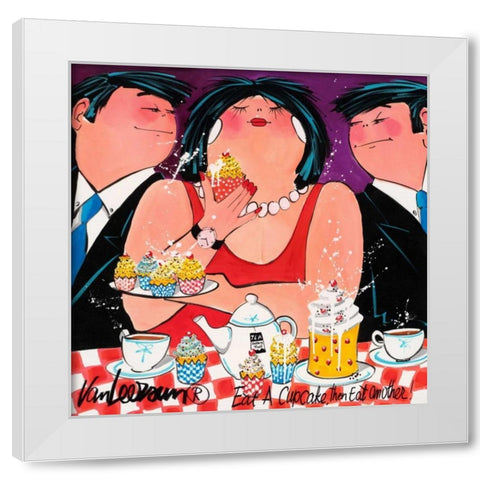 Eat a cupcake White Modern Wood Framed Art Print by van Leersum, El