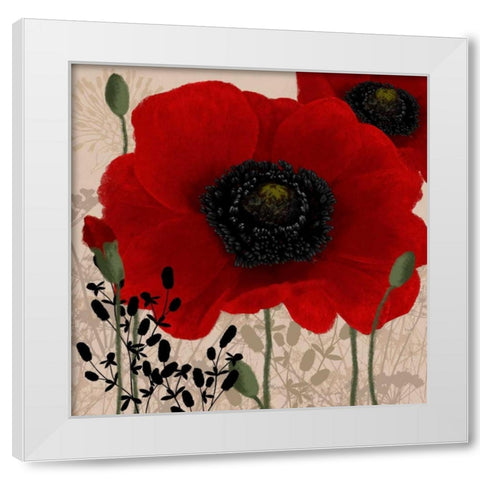 Red poppies I White Modern Wood Framed Art Print by Linda, Wood