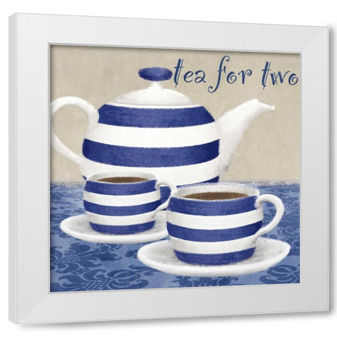 Tea for two White Modern Wood Framed Art Print by Linda, Wood