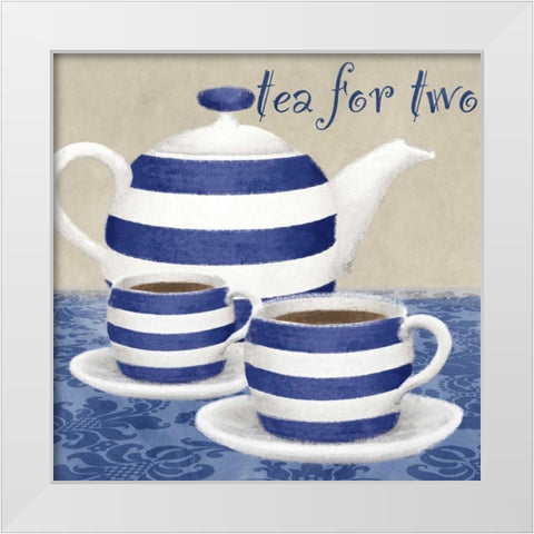 Tea for two White Modern Wood Framed Art Print by Linda, Wood