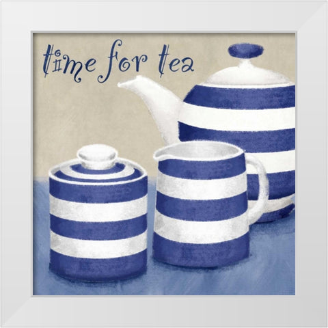 Time for tea White Modern Wood Framed Art Print by Linda, Wood