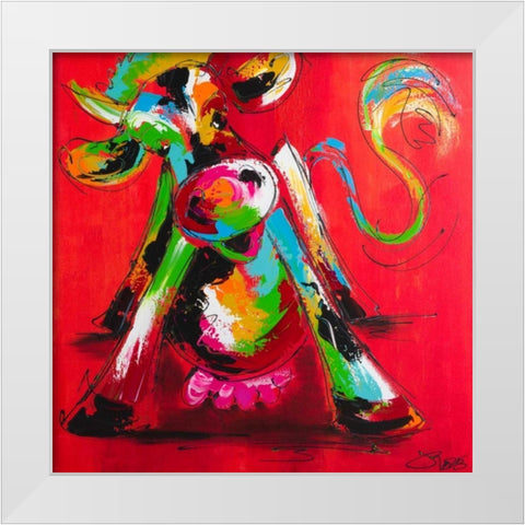 Disco cow I White Modern Wood Framed Art Print by Fiore, Art