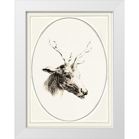 Deer I White Modern Wood Framed Art Print by Waltz, Anne
