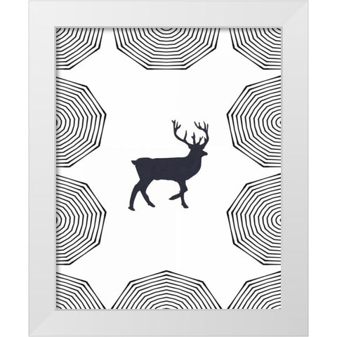 Dancing Deer I White Modern Wood Framed Art Print by Waltz, Anne