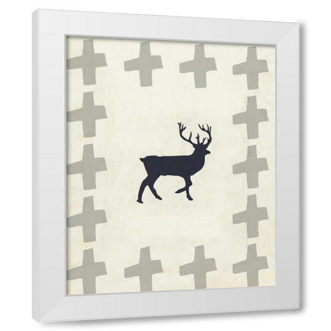 Dancing Deer II White Modern Wood Framed Art Print by Waltz, Anne
