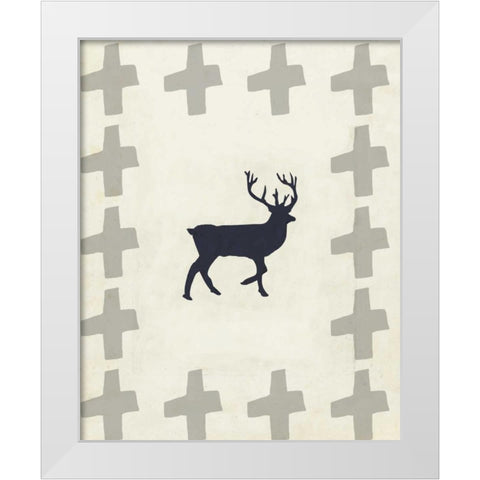Dancing Deer II White Modern Wood Framed Art Print by Waltz, Anne