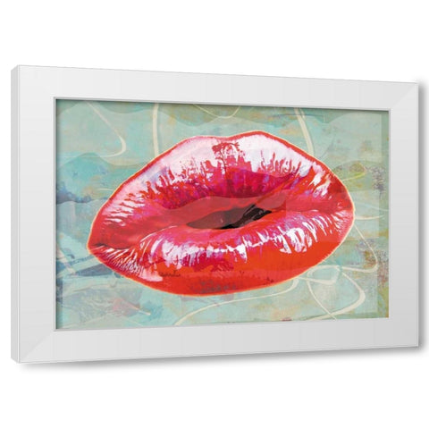 Lips to kiss White Modern Wood Framed Art Print by Waltz, Anne