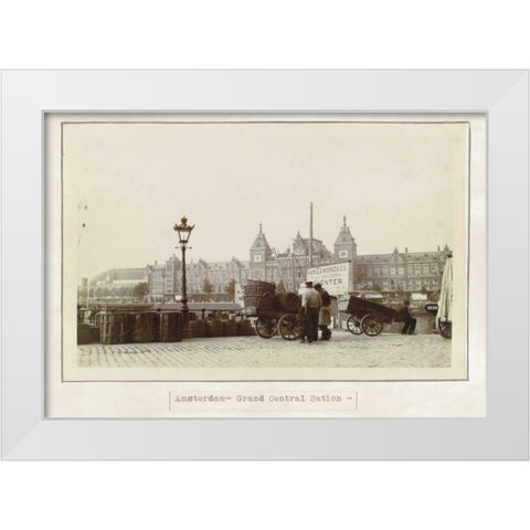 Amsterdam central old White Modern Wood Framed Art Print by Waltz, Anne