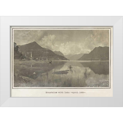 Mountains and lake White Modern Wood Framed Art Print by Waltz, Anne
