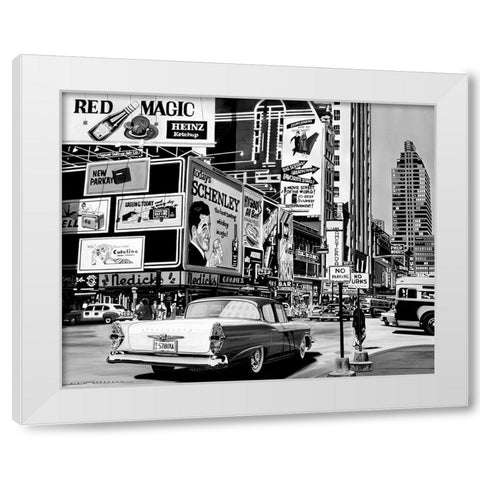 Advertising in the City White Modern Wood Framed Art Print by Bertrand, Alain
