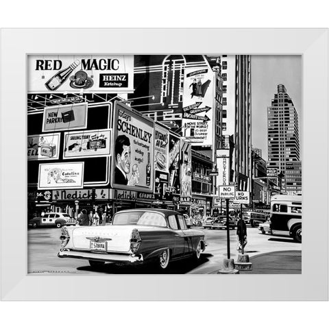 Advertising in the City White Modern Wood Framed Art Print by Bertrand, Alain