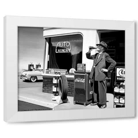 Auto Laundry White Modern Wood Framed Art Print by Bertrand, Alain