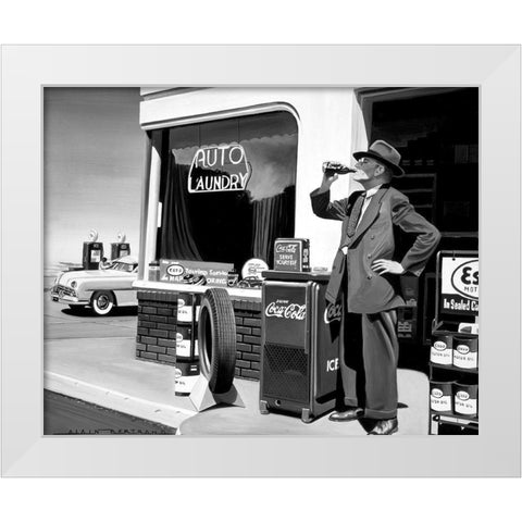 Auto Laundry White Modern Wood Framed Art Print by Bertrand, Alain