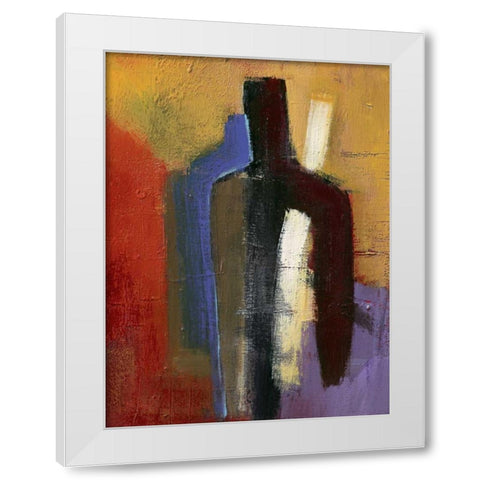 Big brown little blue White Modern Wood Framed Art Print by Danckaert, Bea