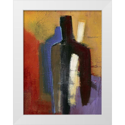 Big brown little blue White Modern Wood Framed Art Print by Danckaert, Bea