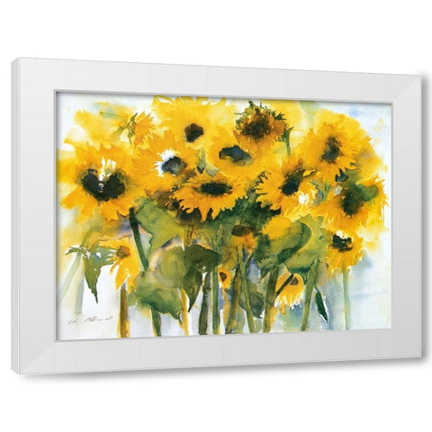 Sonnenblumenfeld White Modern Wood Framed Art Print by Ohland, Christa