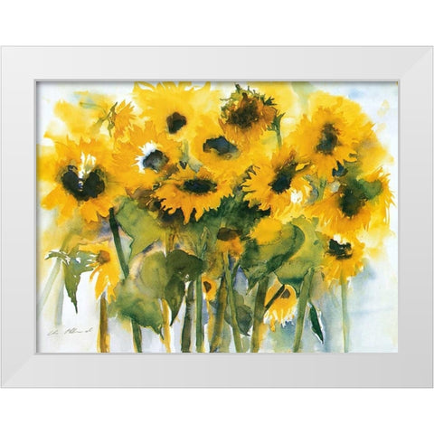 Sonnenblumenfeld White Modern Wood Framed Art Print by Ohland, Christa