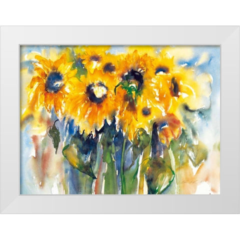 Sonnenblumen White Modern Wood Framed Art Print by Ohland, Christa