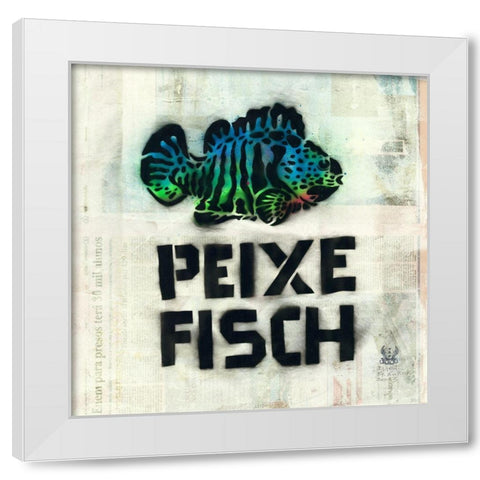 Peixe White Modern Wood Framed Art Print by Eliot