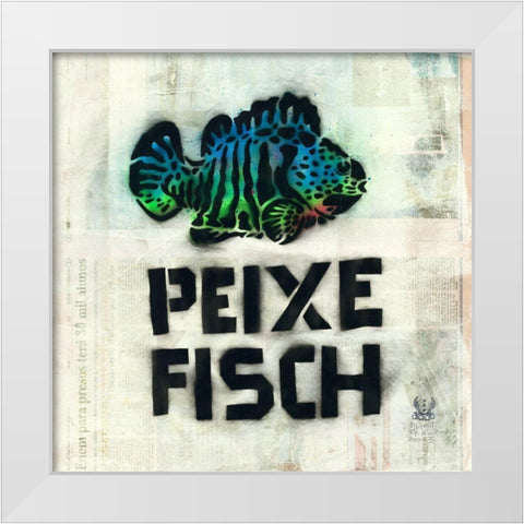 Peixe White Modern Wood Framed Art Print by Eliot