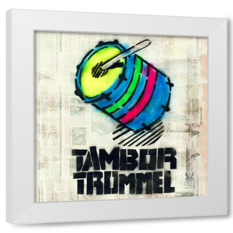 Tambor White Modern Wood Framed Art Print by Eliot