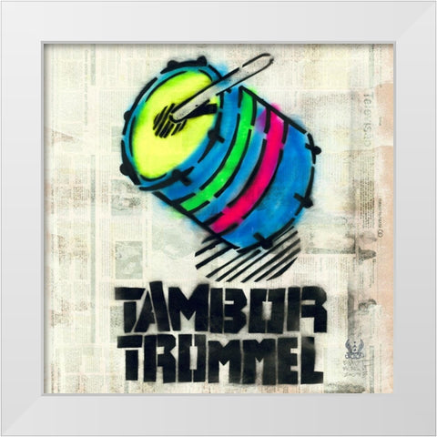 Tambor White Modern Wood Framed Art Print by Eliot
