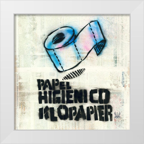 Papel Higienico White Modern Wood Framed Art Print by Eliot