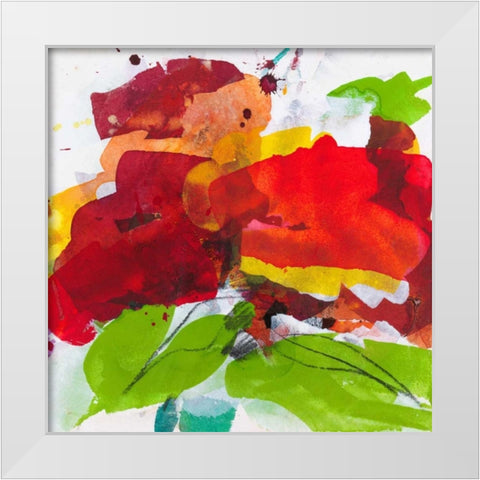 Red Blossom White Modern Wood Framed Art Print by Ruttkau, El