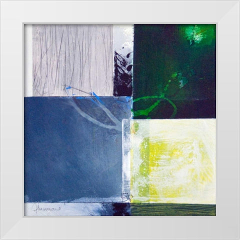 Composizione verde II White Modern Wood Framed Art Print by Cusumano, Francesco